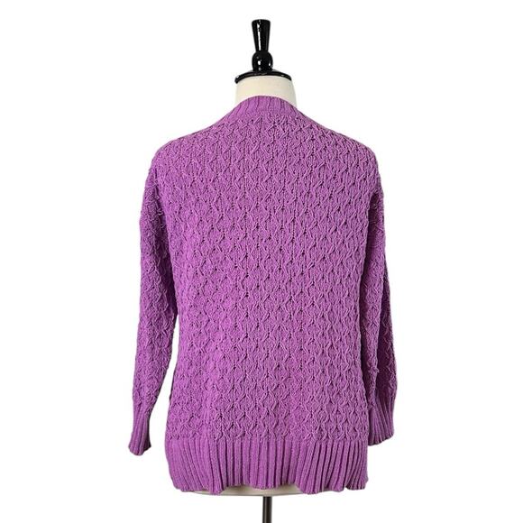 Seven7 Sweater Chenille Knit Crew Neck Wild Orchid Purple Women’s Size Large - Picture 3 of 9